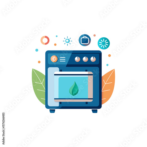 smart oven energy saving leaf icon