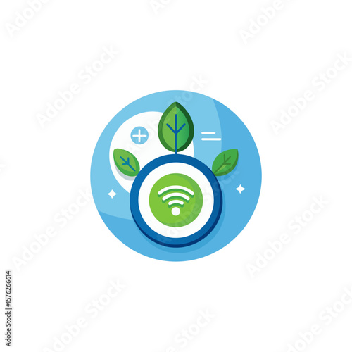 smart thermostat eco friendly leaf icon