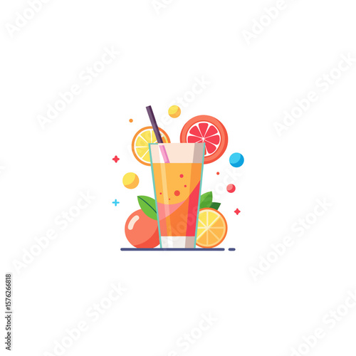 smoothie glass fruit slice rim straw