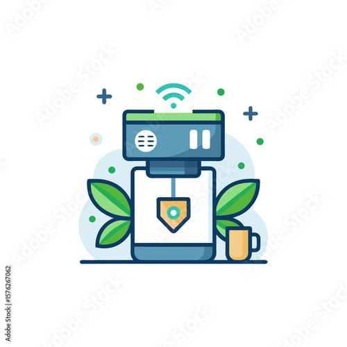 smart coffee machine with filter and leaf