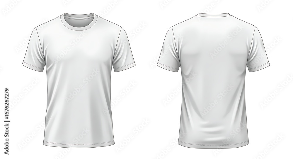 Naklejka premium Front and back view of a plain white tshirt isolated on a light background