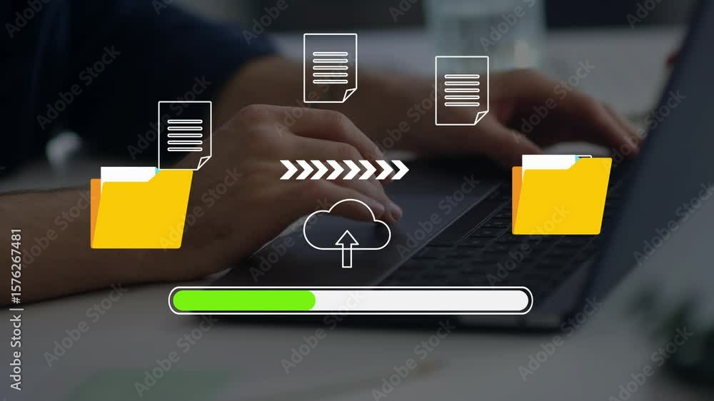 Cloud Computing. file transfer holographic AI technology icon, backup storage, artificial intelligence, cloud storage technology concept