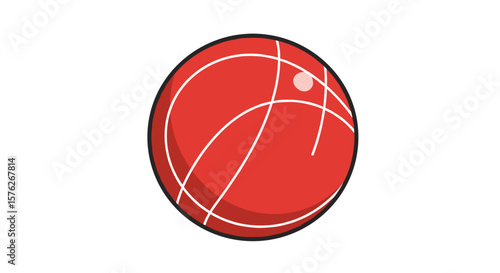 Red cartoon Bocce ball icon on a white background  