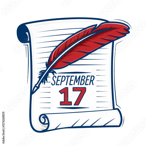 Quill Pen and Scroll for Constitution Day Celebrations, Historic Events, Educational Content, and Civic Awareness Campaigns  