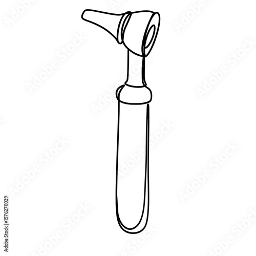 Ear otoscope  continuous line art drawing 