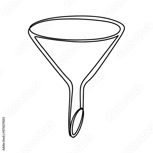 Filter funnel for laboratory one line art drawing