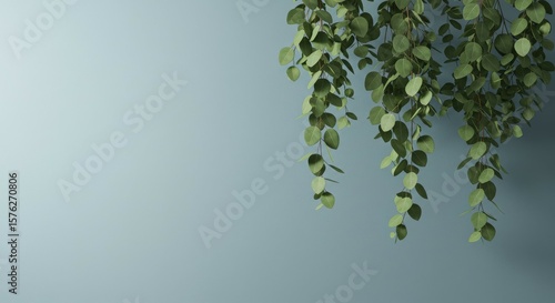 Wallpaper Mural Hanging Foliage on Blue Wall Background for Interiors Torontodigital.ca