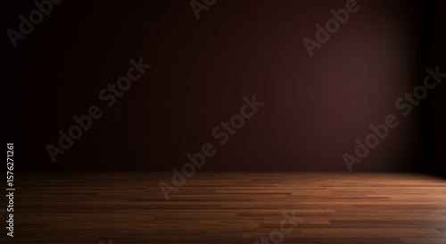 Empty Room with Wooden Floor and Dark Wall Space