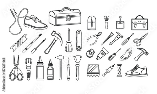Leather and shoe repair service icons