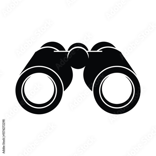 Black silhouette of binoculars isolated on white background