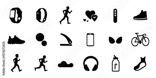 Silhouette Smart Wearables & Digital Health Icon Set