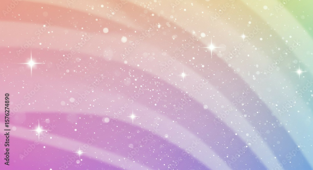 Pastel Rainbow Background with Sparkling Stars and Light Dots Pastel Rainbow Background with Sparkling Stars and Light Dots