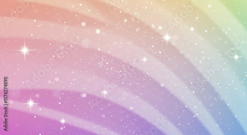 Pastel Rainbow Background with Sparkling Stars and Light Dots