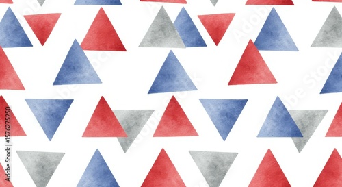 Triangle Pattern Seamless Red Blue and Gray Geometric Shapes Design