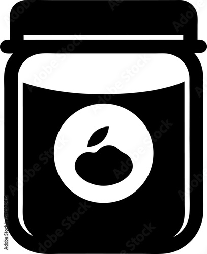 Baby Food Jar Icon Vector Black and White