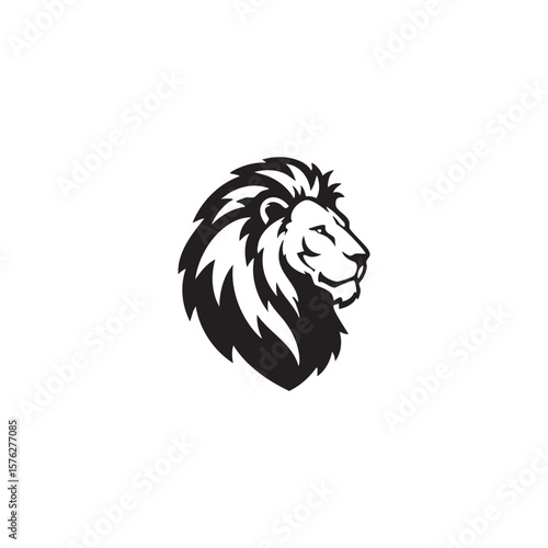 Wallpaper Mural Stylized lion head silhouette facing right isolated on white background Torontodigital.ca