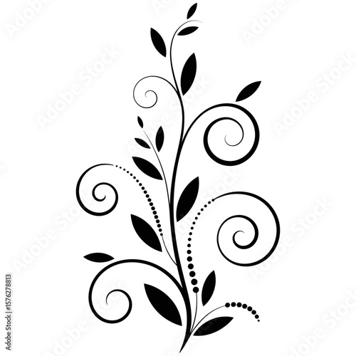 Elegant floral design with swirls and leaf details