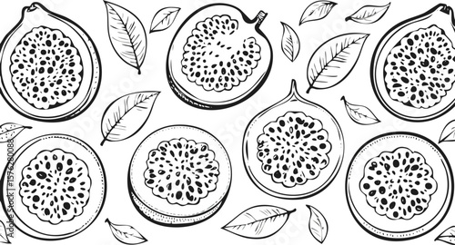 set of a passion fruit and half cut piece isolated on white transparent background, cutout png.passion fruit, fruit, juicy, ripe, food, organic, passion, purple, cut-out, half, seed, collection.