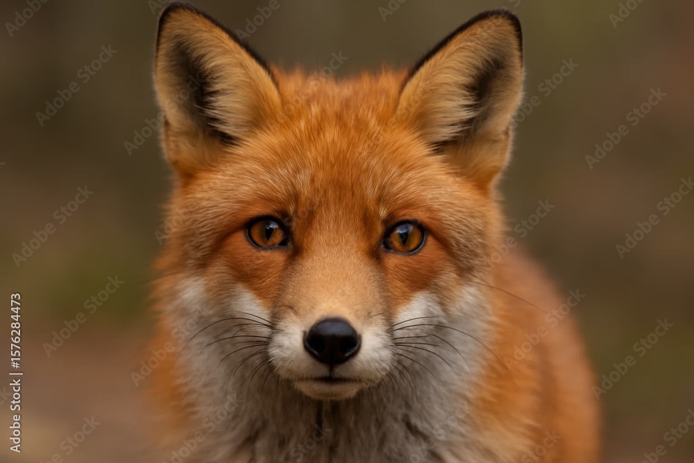 Fototapeta premium A red fox gazes into the distance, its eyes reflecting a world unseen