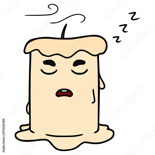 candle character sleep illustration hand drawn isolated vector