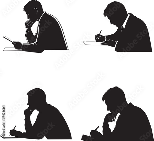 vector illustration of Writers & poets thinking