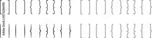 Bracket vector icons set, parentheses, curly, square, and angle symbols collection, solid and outline graphic group, editable design elements for typography, coding, math, and decorative projects