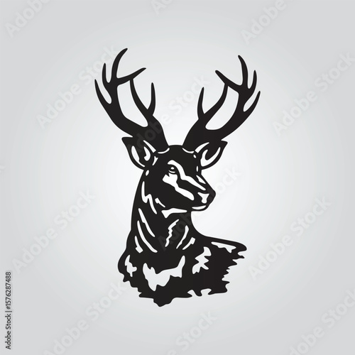 vintage whitetail deer hunting badge silhouette vector logo