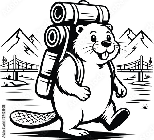 Adventure Time A Happy Beaver's Hiking Expedition in the Mountains
