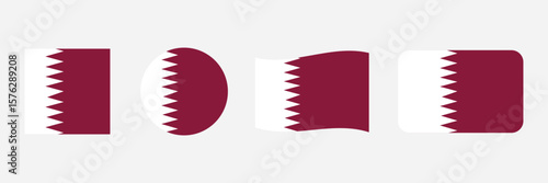 Qatar flag PNG vector. Qatar square and round icon isolated on transparent PNG background. Qatar flag icon.