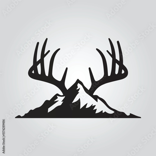 vintage whitetail deer hunting badge silhouette vector logo mountain