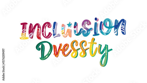 Inclusion and diversity colorful lettering design for social justice and equality in the community group 100
