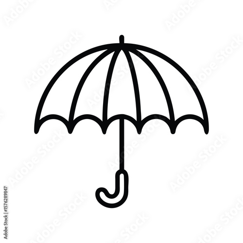Umbrella vector icon line template. Umbrella icon. Protection parasol symbol. Rain weather signs. Season symbols. Rainy icons. Black, flat color. Vector isolated sign.