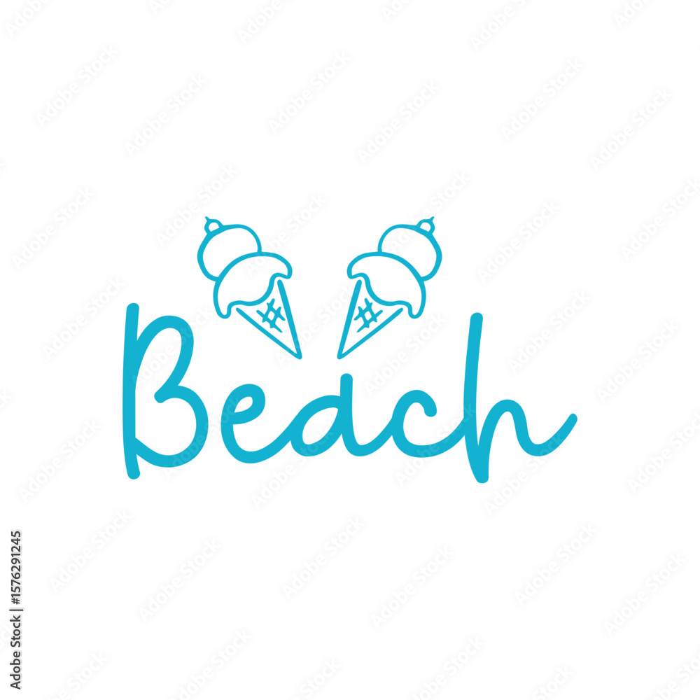 Fototapeta premium Beach typography clip art design on plain white transparent isolated background for card, shirt, hoodie, sweatshirt, apparel, tag, mug, icon, poster or badge
