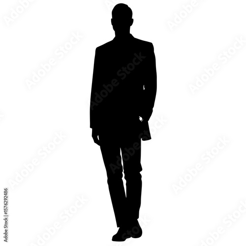 Silhouette of a man standing confidently in a business suit  