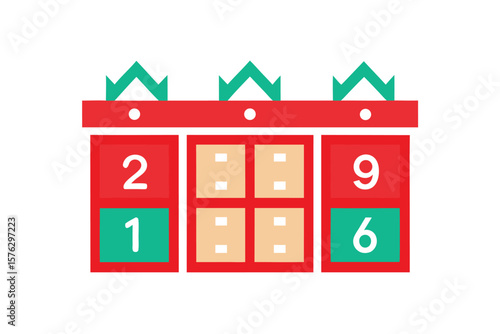 Advent calendar with numbered windows and surprises holiday countdown vector art illustration
