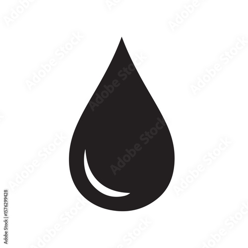 Black water drop illustration, liquid droplet graphic element on white background