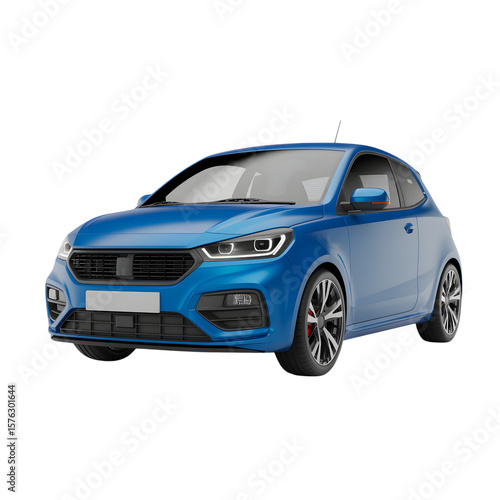 Blue car isolated on transparent white background 