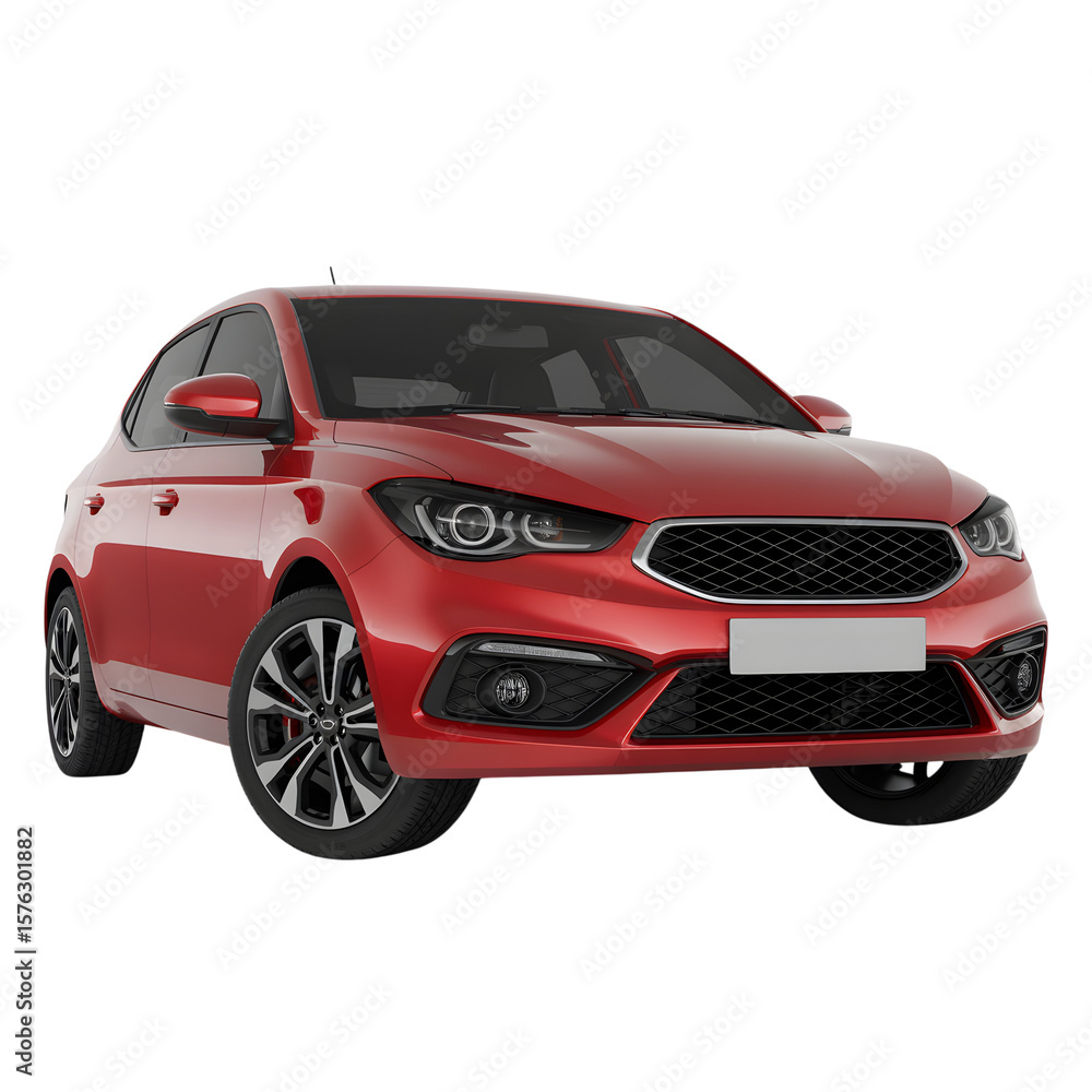 Naklejka premium Red car isolated on transparent white background 