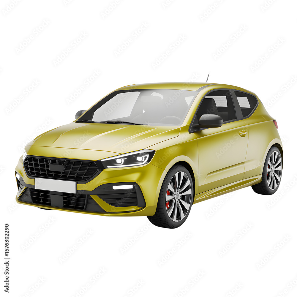 Obraz premium Yellow car isolated on transparent white background 