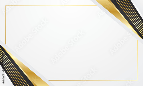 Luxury white certificate design background with black gold abstract geometric lines