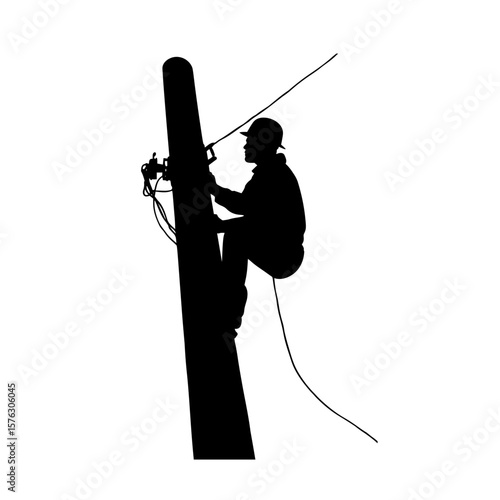 Vector illustration of lineman on the pole 