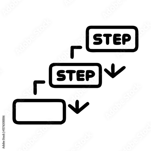 Steps are shown with arrows pointing down in a sequential process