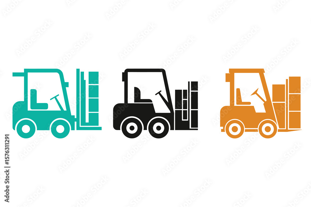 Forklift Silhouette Icon Vector Illustration for Warehouse and Logistics Forklift Silhouette Icon Vector Illustration for Warehouse and Logistics