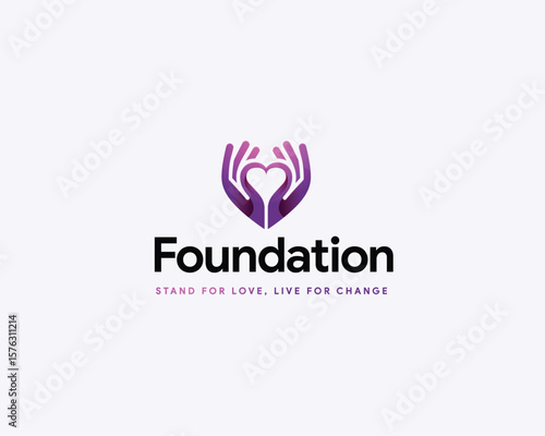Hand love sign logo template for foundation, medical, or community brand