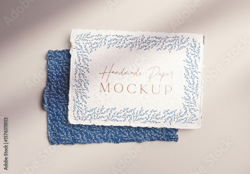 7x5in Handmade Paper Mockup Deckle Edge Set