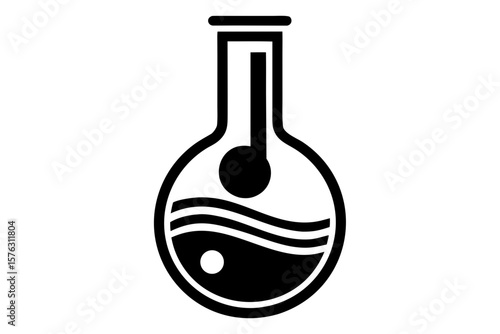 Laboratory flask liquid science experiment chemistry silhouette vector illustration