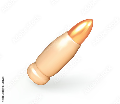 Bullet Ammunition vector 3D Icon for military, gaming, security, or weaponry design.