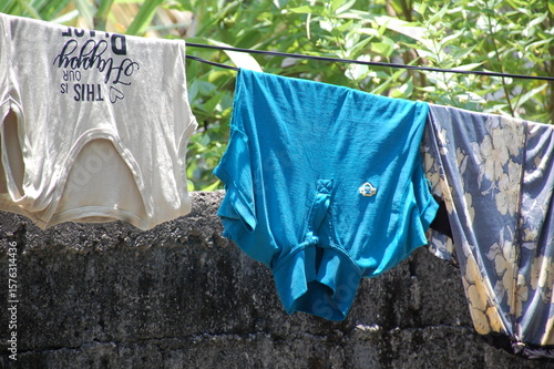 clothes drying on a clothesline