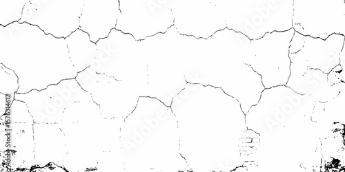 white textured wall with cracks and brick foundation, creating a distressed and some dark spots, textured appearance. it looks aged	