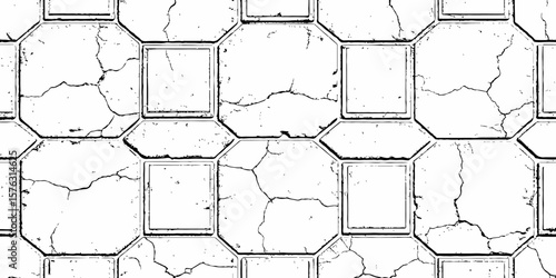 white textured wall with cracks and brick foundation, creating a distressed and some dark spots, textured appearance. it looks aged	